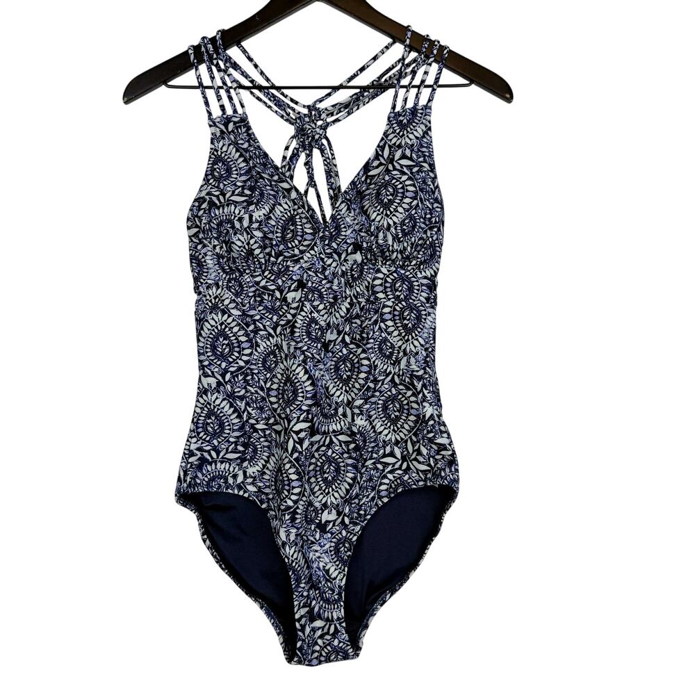Fat face Womens Watercolour Batik Swimsuit One Piece Swim Blue - Size 6 US